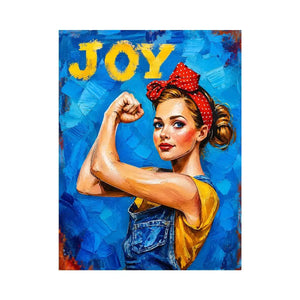 Retro pop art woman portrait with joyful expression and empowering vintage style
