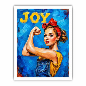 Retro pop art woman portrait with joyful expression and empowering vintage style