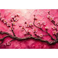 Pink cherry blossom painting with textured background and delicate floral branches