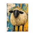 Abstract sheep wall art with textured farmhouse style and neutral rustic color palette