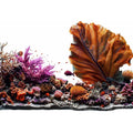 Colorful coral reef wall art with tropical fish, oversized sea fan coral and vibrant underwater ocean scenery.