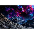 Cosmic galaxy landscape wall art with glowing nebula, planet and futuristic space terrain.