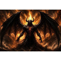 Dark abstract demon wall art with shadowy wings and glowing red gothic textures.