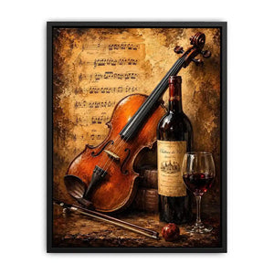 Vintage violin and wine wall art