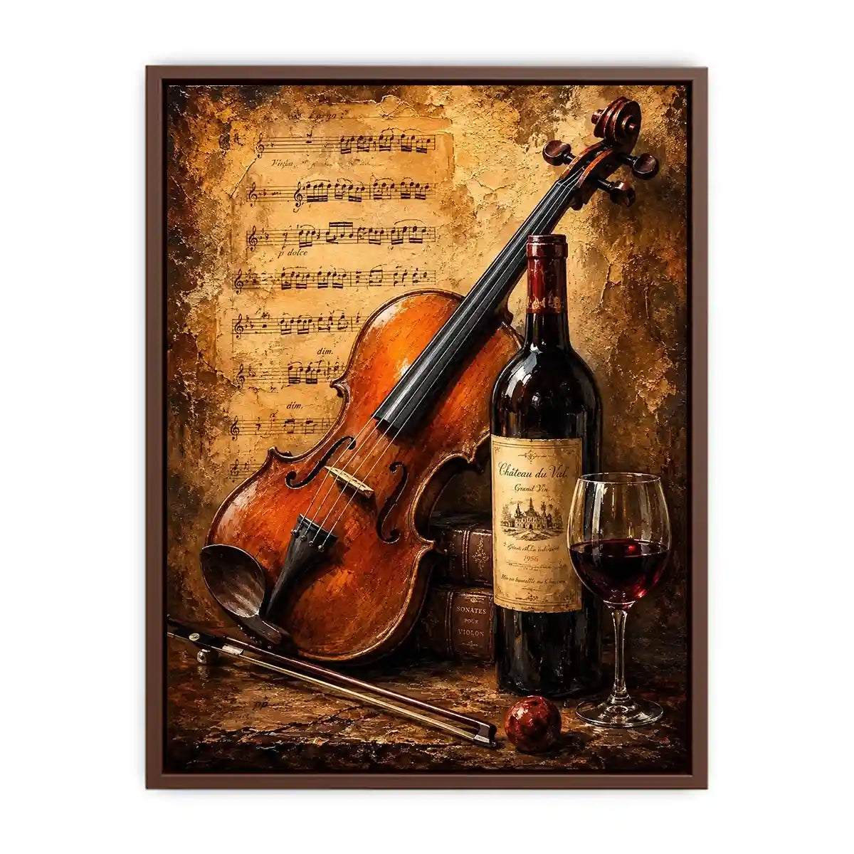Vintage violin and wine wall art