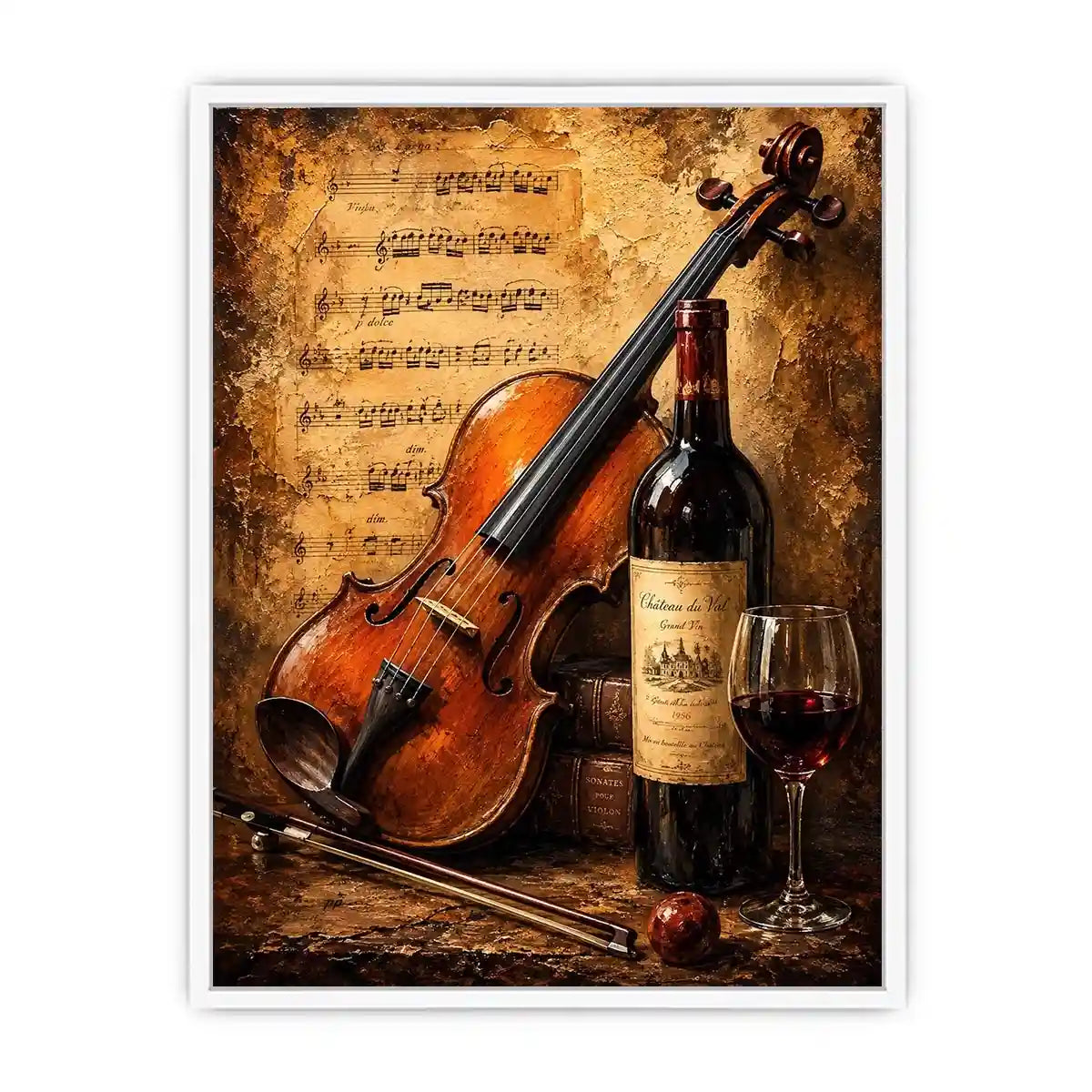 Vintage violin and wine wall art