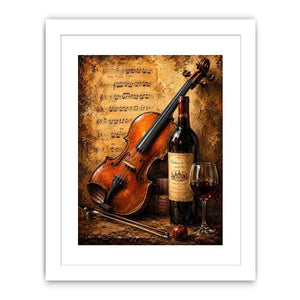 Vintage violin and wine wall art