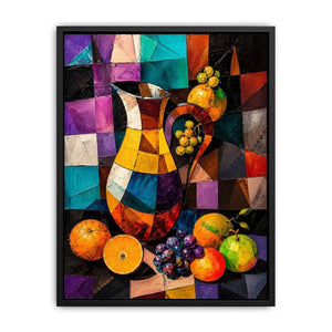 Colorful cubist still life wall art