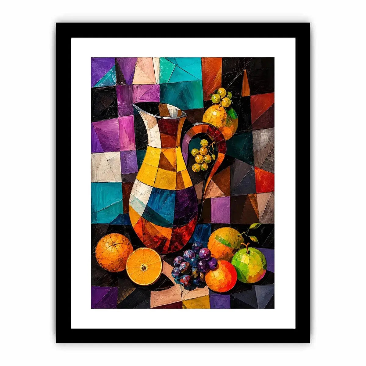 Colorful cubist still life wall art