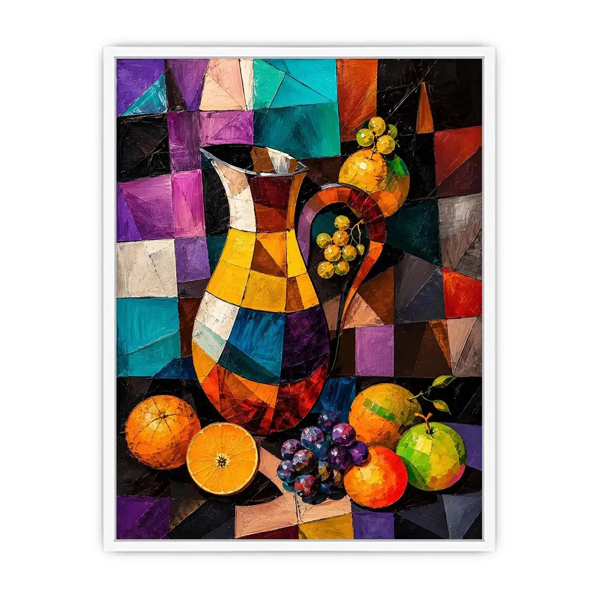 Colorful cubist still life wall art