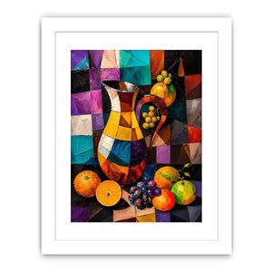 Colorful cubist still life wall art