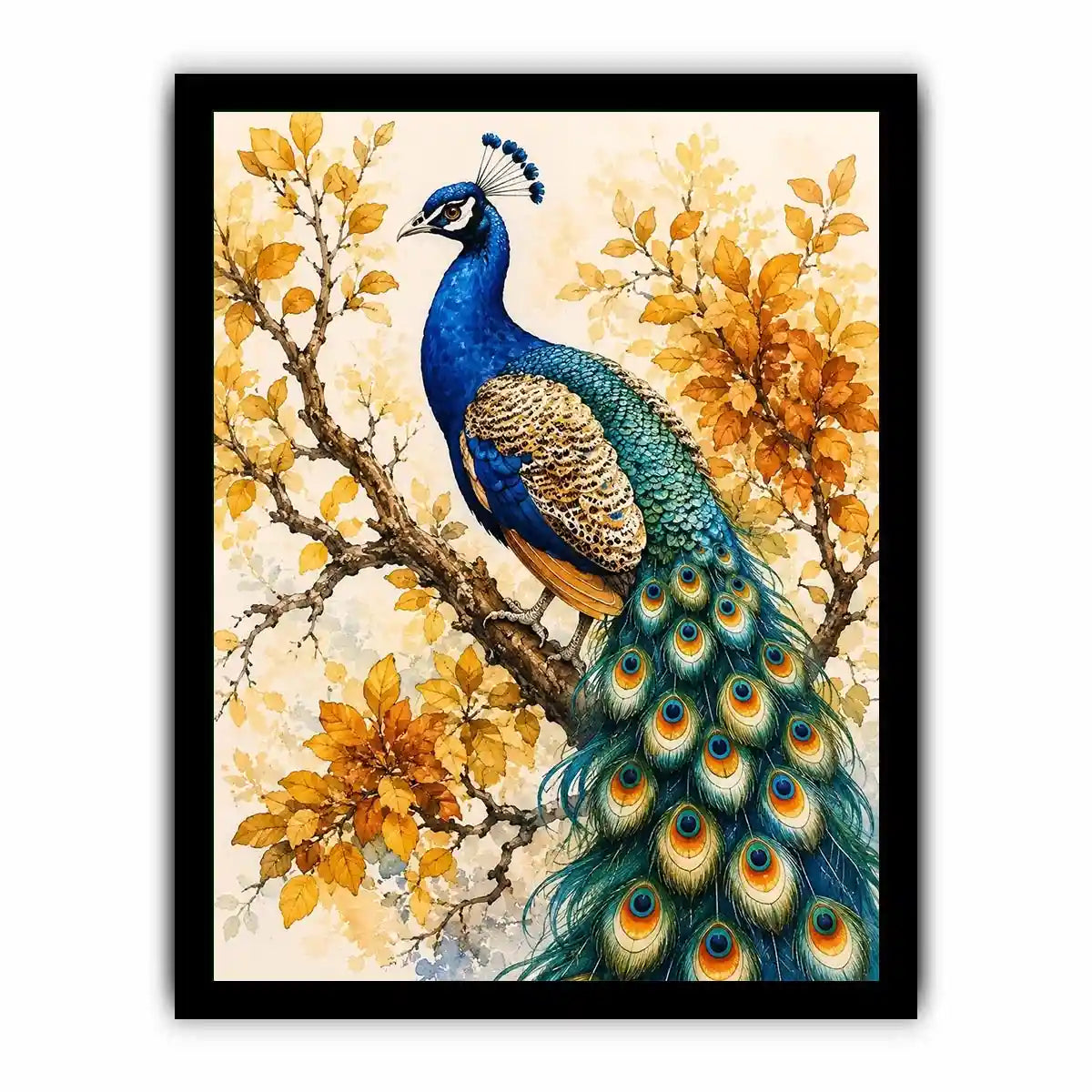 Elegant peacock botanical wall art