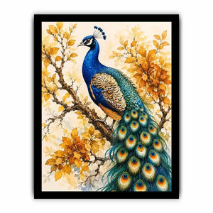 Elegant peacock botanical wall art