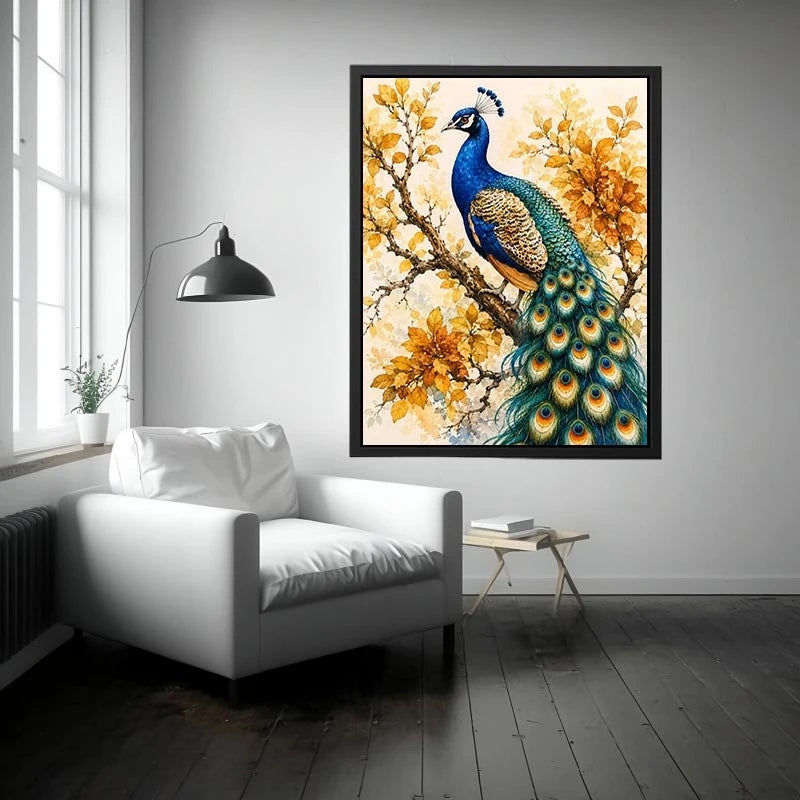 Elegant peacock botanical wall art