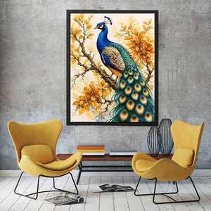 Elegant peacock botanical wall art