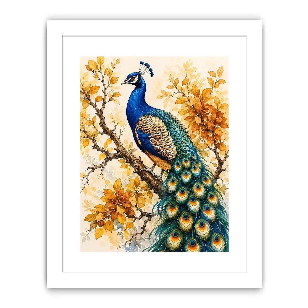 Elegant peacock botanical wall art