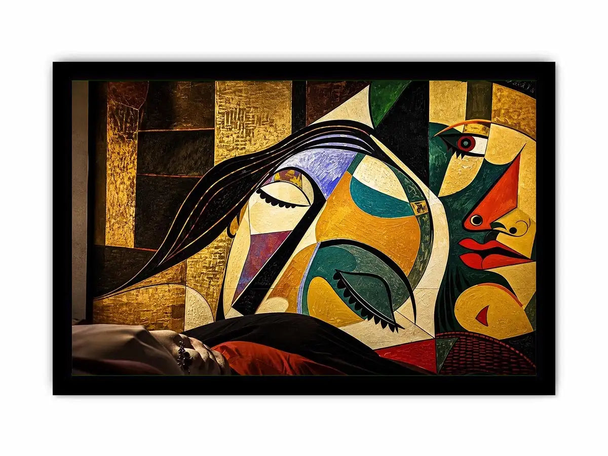 Modern cubist portrait wall art