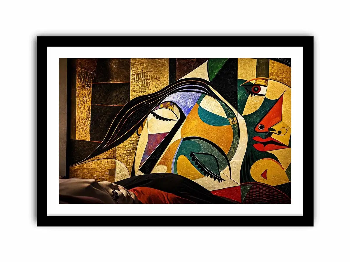 Modern cubist portrait wall art