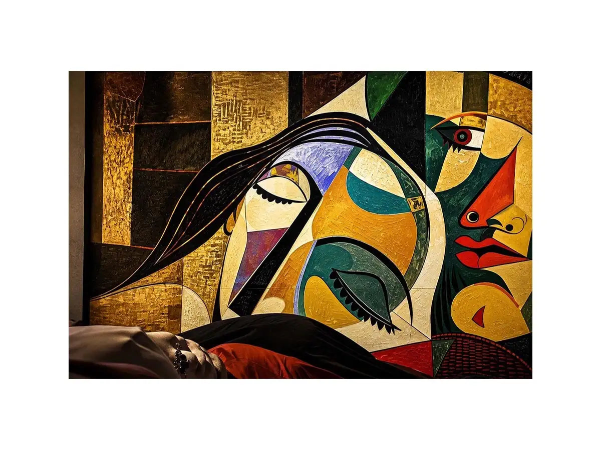 Modern cubist portrait wall art