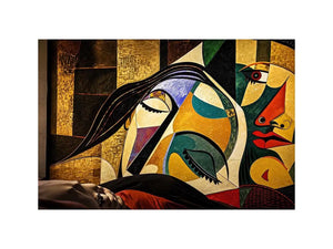 Modern cubist portrait wall art