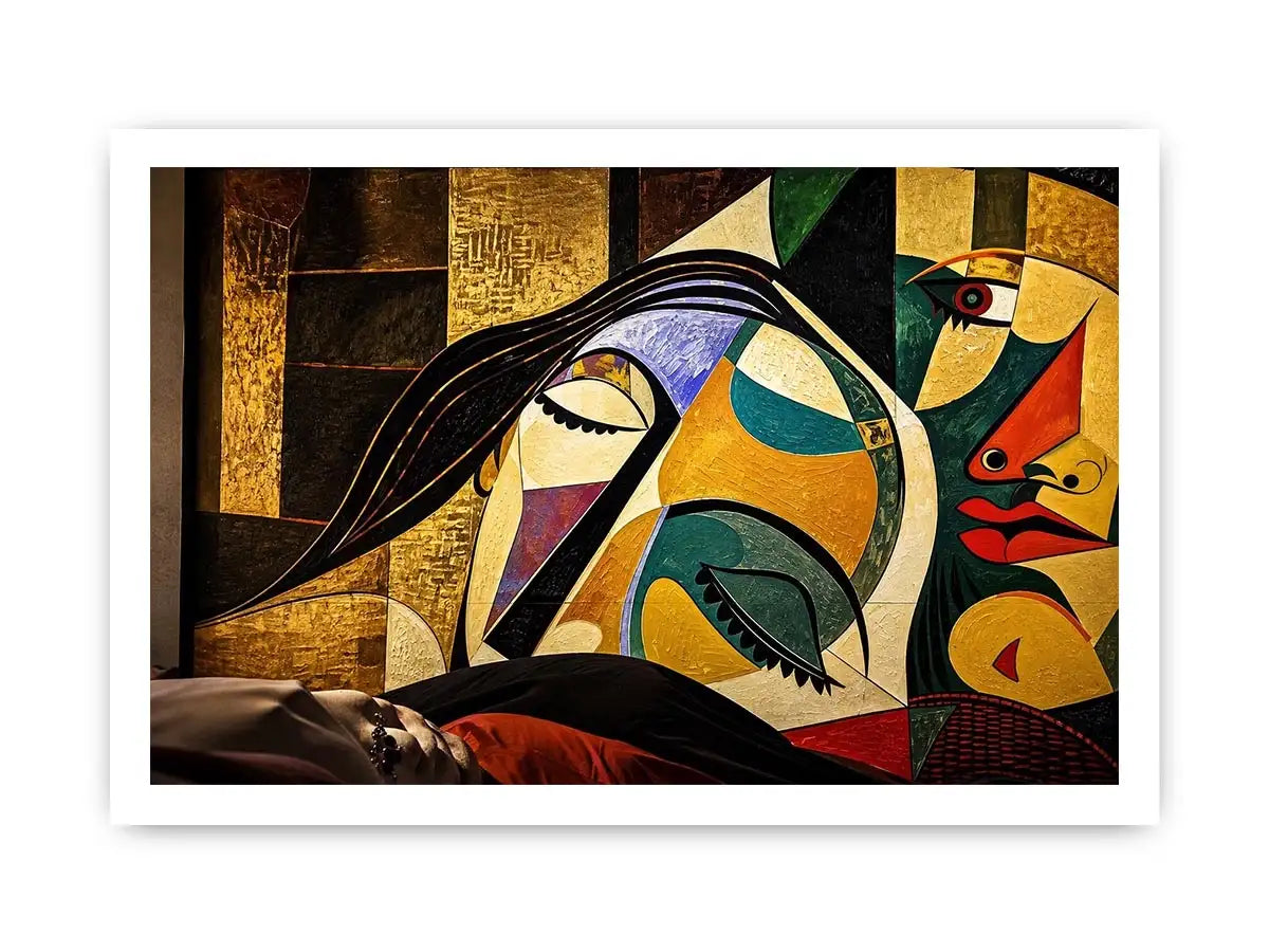 Modern cubist portrait wall art