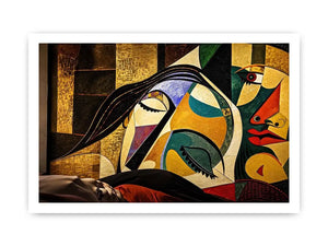 Modern cubist portrait wall art