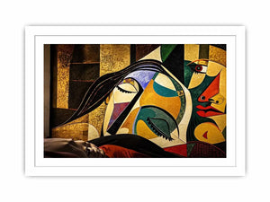 Modern cubist portrait wall art