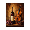 Elegant violin and wine still life wall art