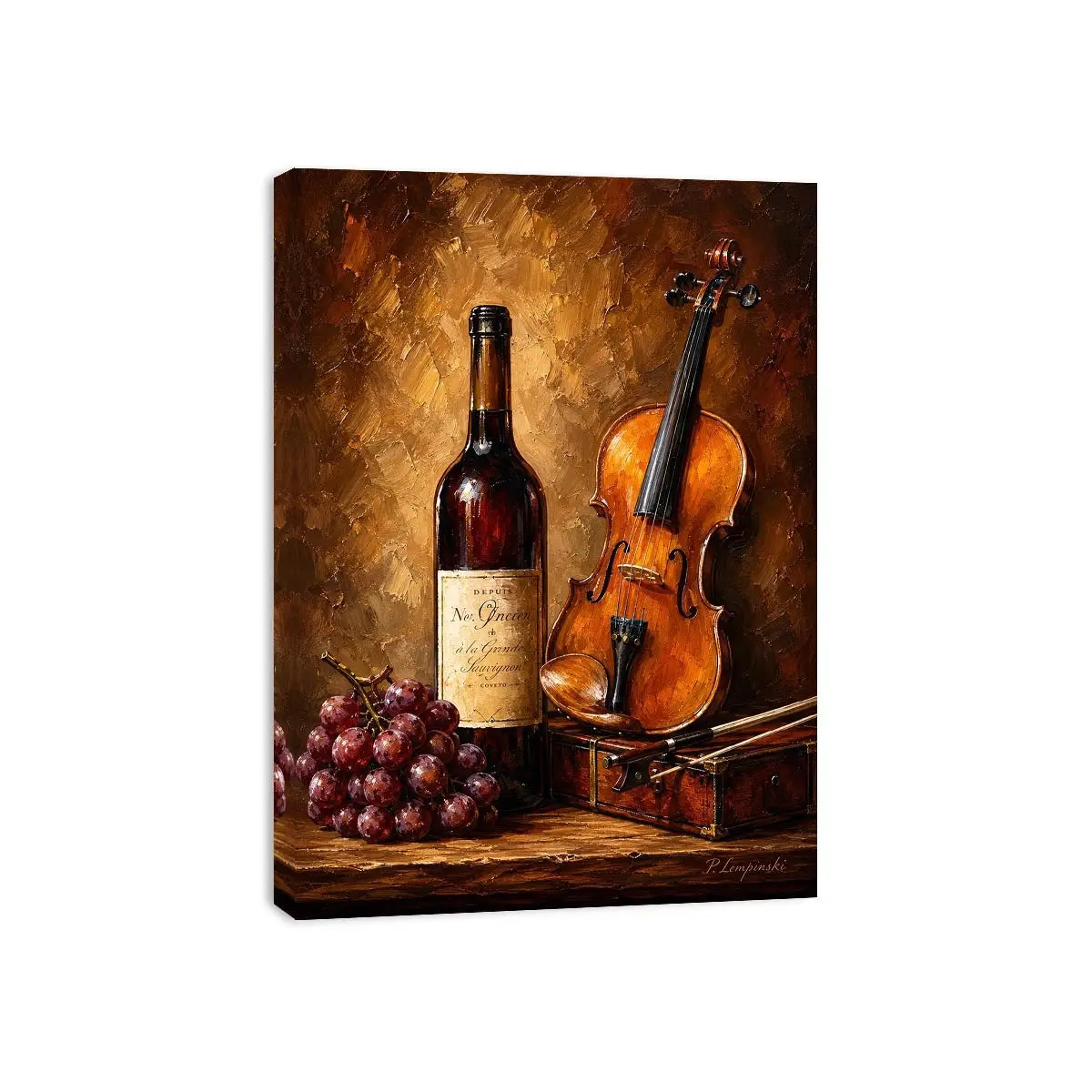 Elegant violin and wine still life wall art