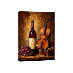 Elegant violin and wine still life wall art
