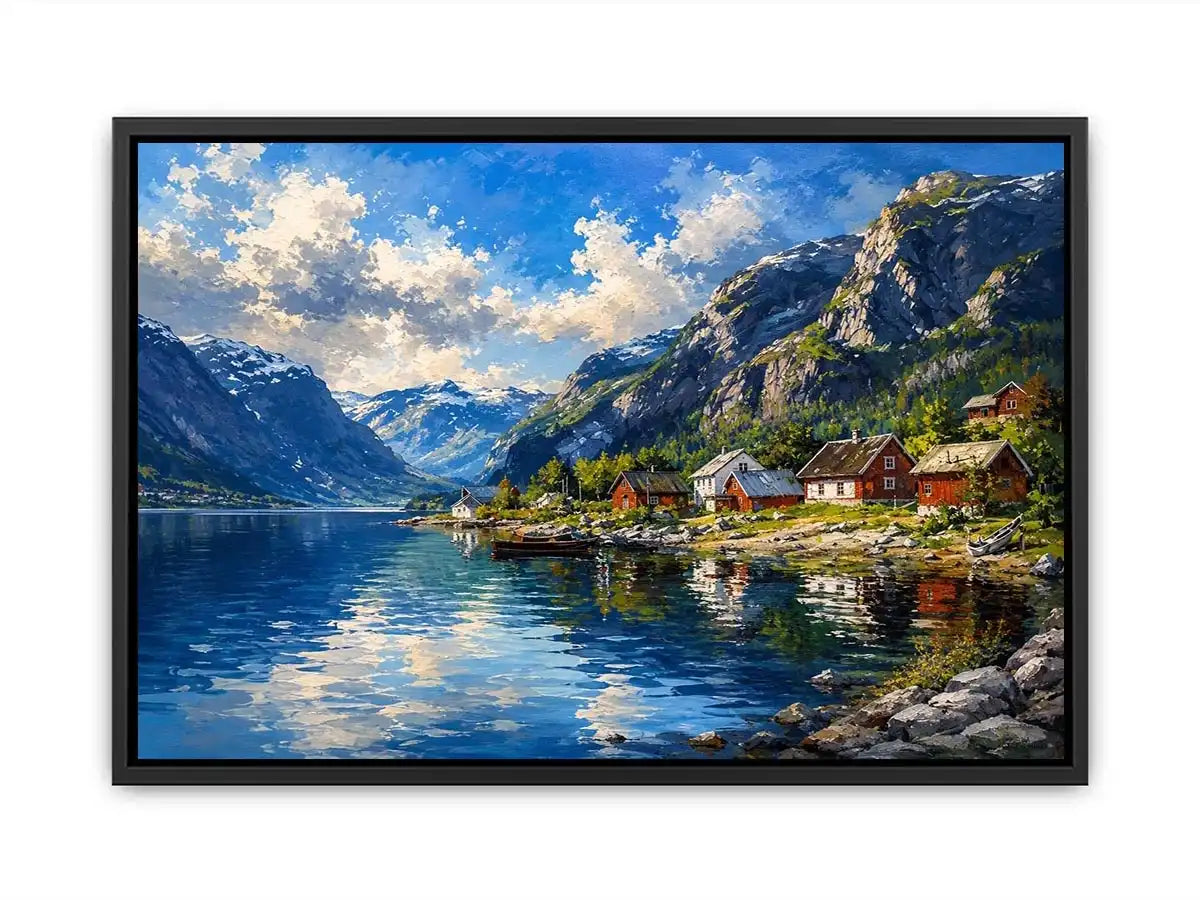 Scandinavian fjord landscape wall art