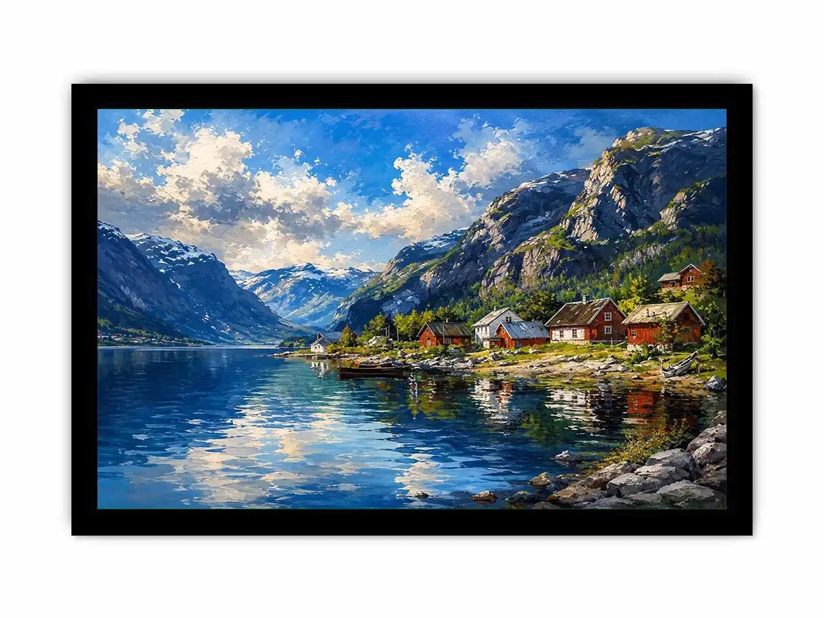 Scandinavian fjord landscape wall art