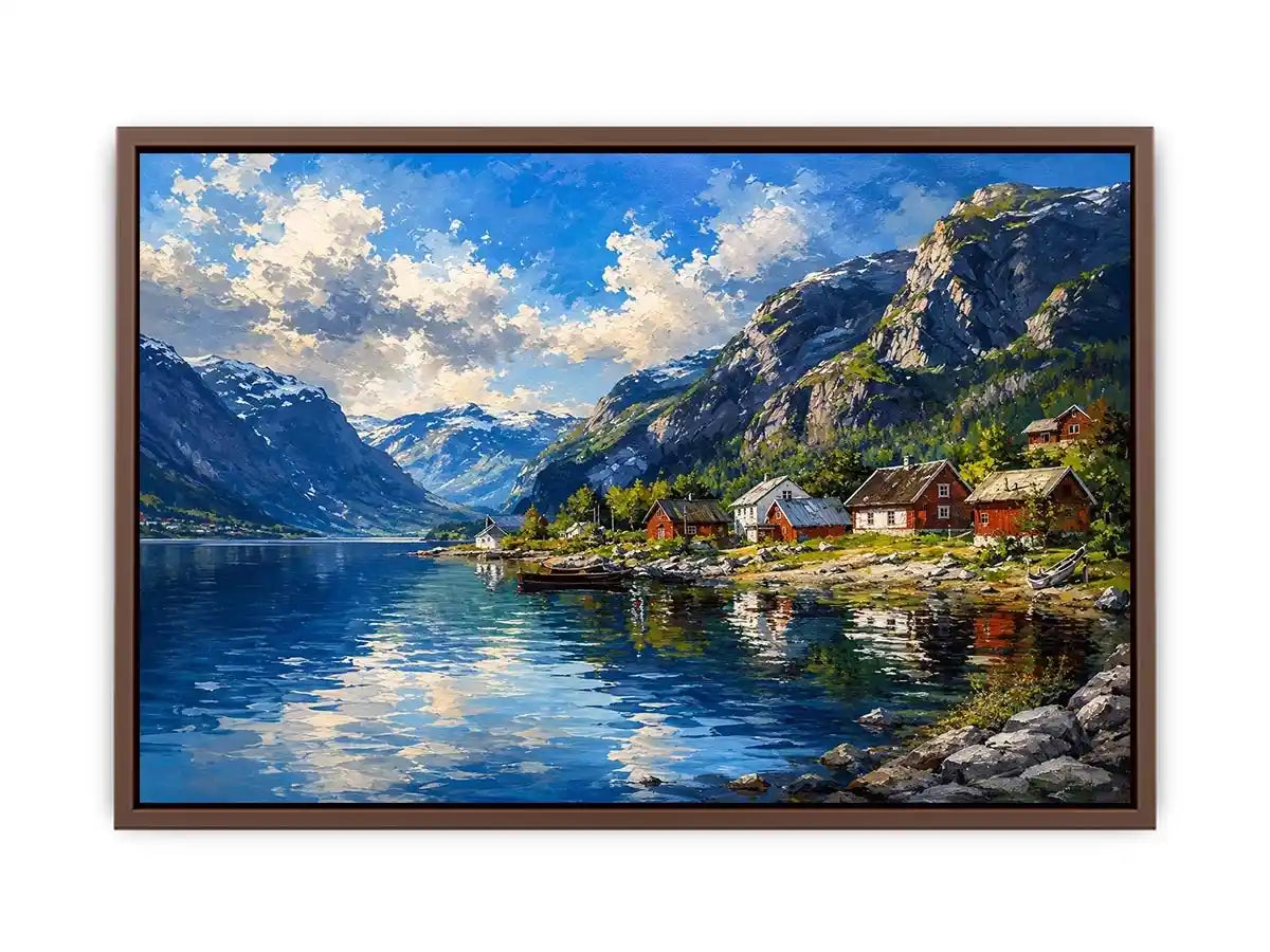 Scandinavian fjord landscape wall art
