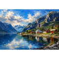 Scandinavian fjord landscape wall art