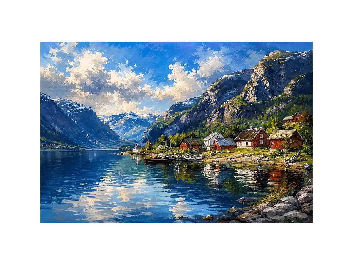 Scandinavian fjord landscape wall art