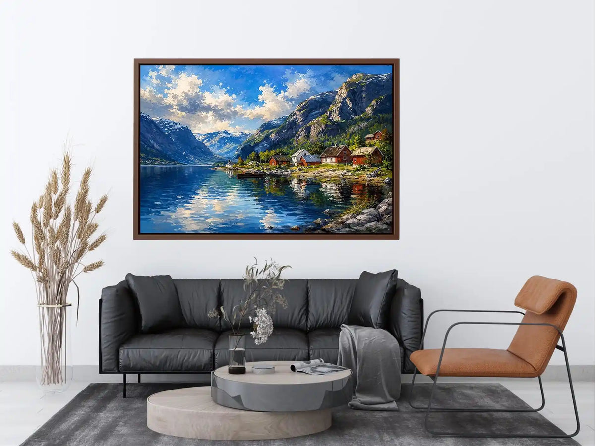 Scandinavian fjord landscape wall art
