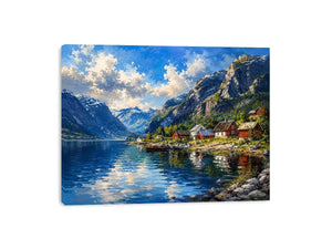 Scandinavian fjord landscape wall art