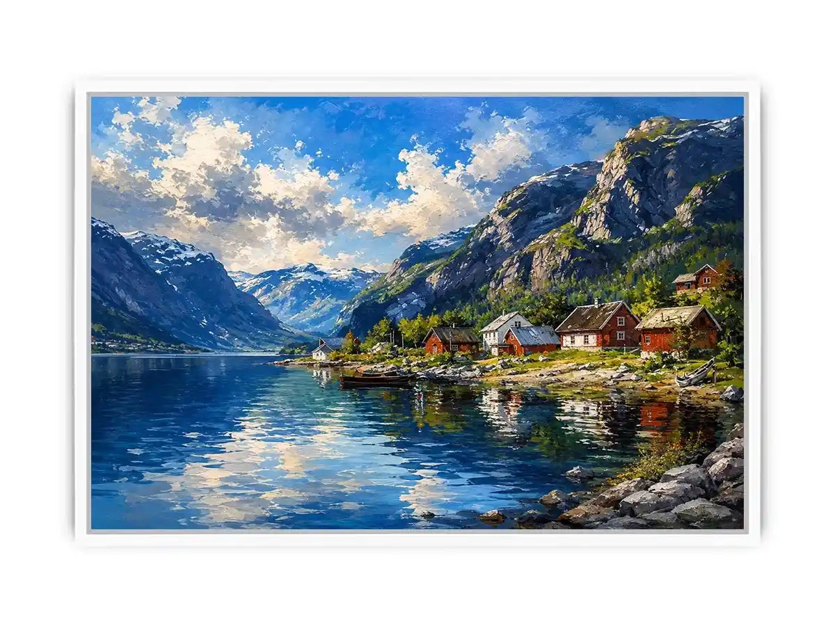 Scandinavian fjord landscape wall art