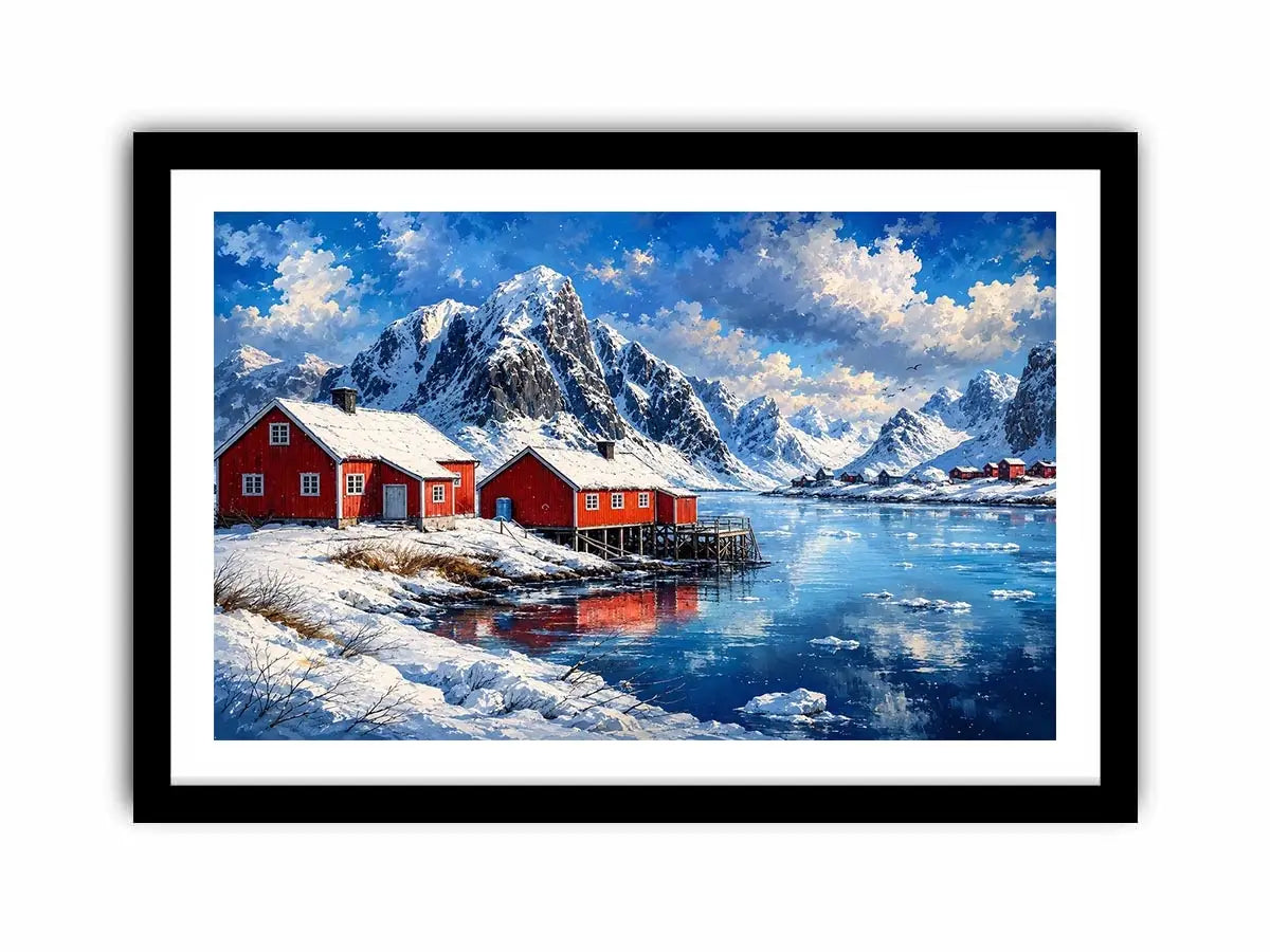 Scandinavian winter fjord wall art