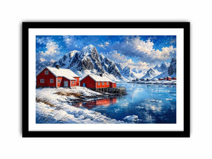Scandinavian winter fjord wall art
