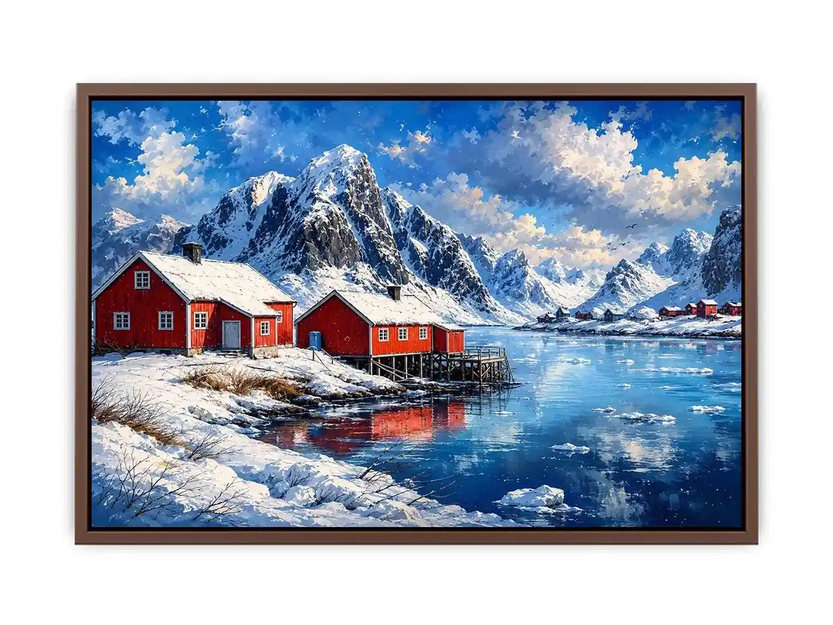 Scandinavian winter fjord wall art