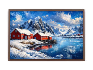 Scandinavian winter fjord wall art