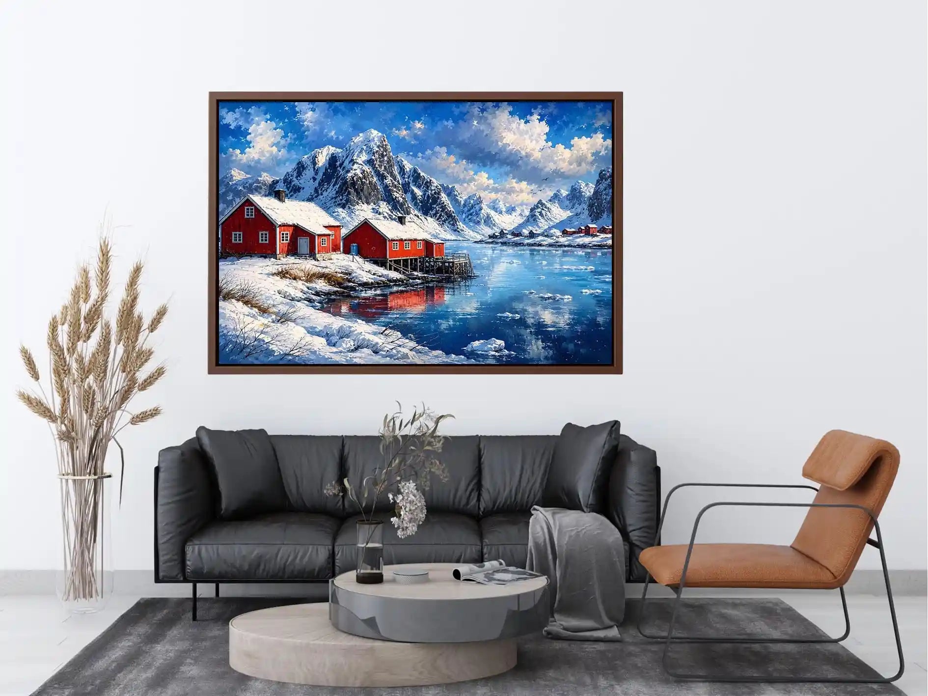 Scandinavian winter fjord wall art