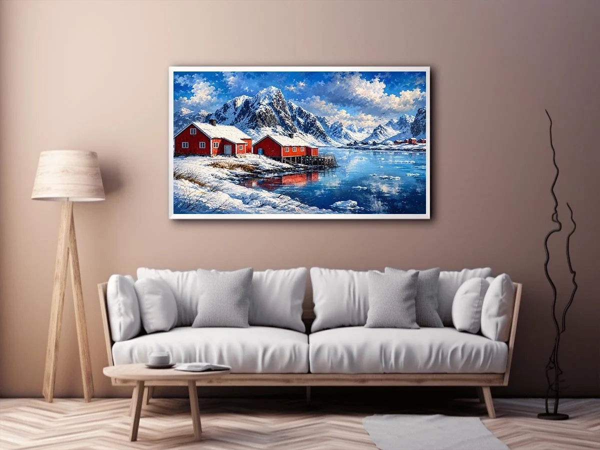 Scandinavian winter fjord wall art