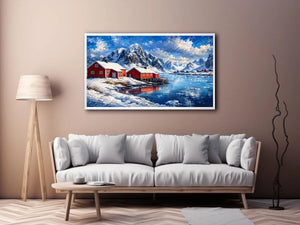 Scandinavian winter fjord wall art