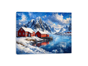 Scandinavian winter fjord wall art
