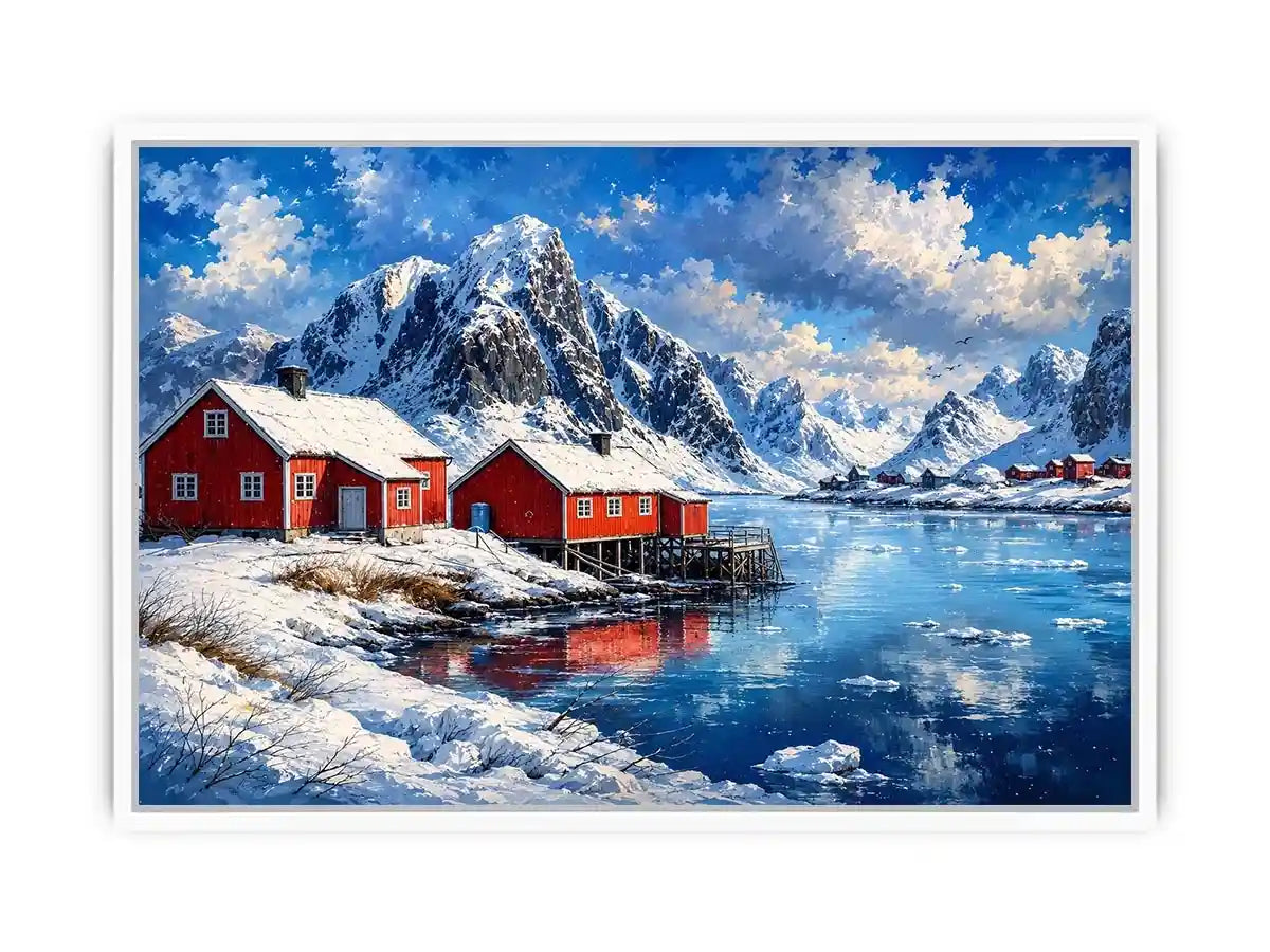 Scandinavian winter fjord wall art