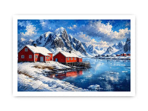 Scandinavian winter fjord wall art