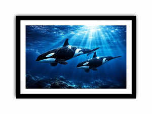 Elegant underwater orca wall art