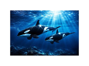 Elegant underwater orca wall art